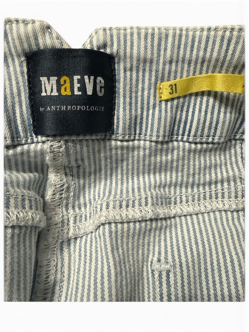 Maeve By Anthropologie The Junie High Rise Blue & White Striped Flare Jeans (31) - Picture 2 of 8